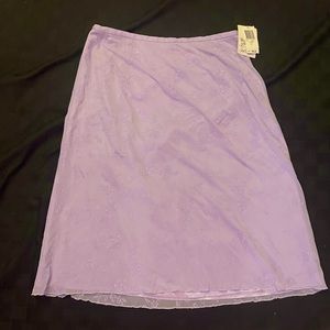 Lord & Taylor Lavender Embroidered A-Line Skirt